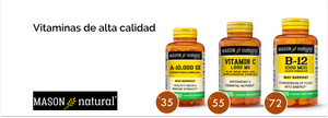 Vitaminas y productos naturales Mason. Compra online a precios de oferta. Tu salud en un solo lugar. Envíos a Lima a partir de S/150. Vitamina A, Vitamina C, Vitamina B12